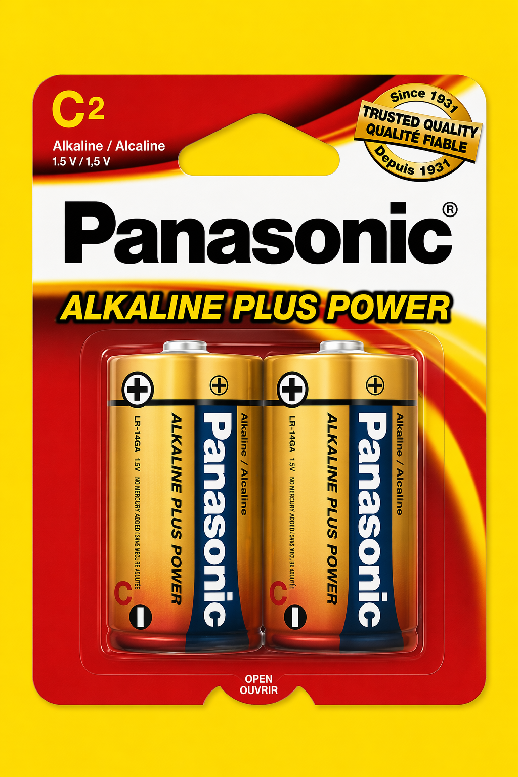 C Batteries panasonic Alkaline 2 pk