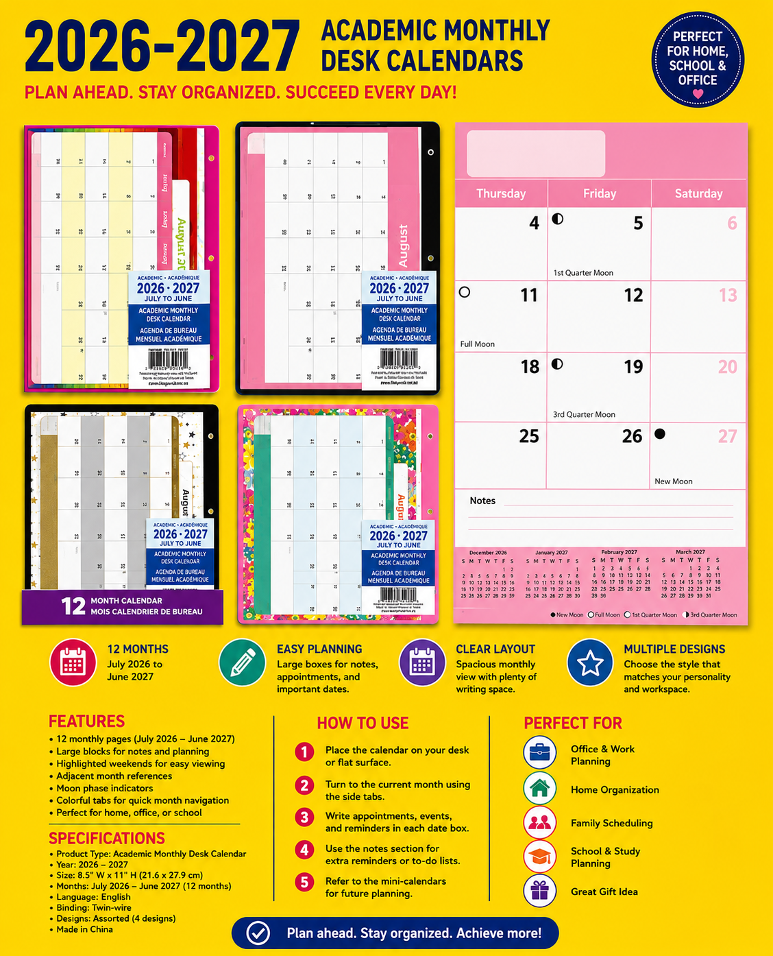 Office Supplies - Academic Monthly Desk Planner