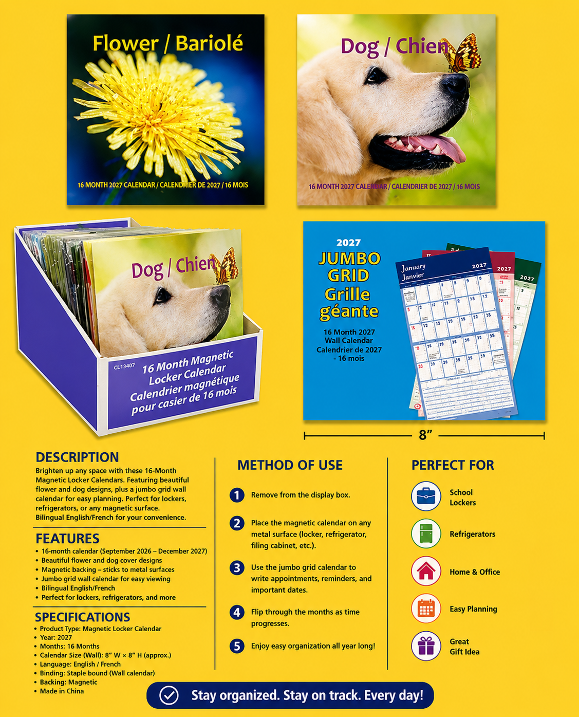 Office Supplies -Month Magnetic Locker Calendar