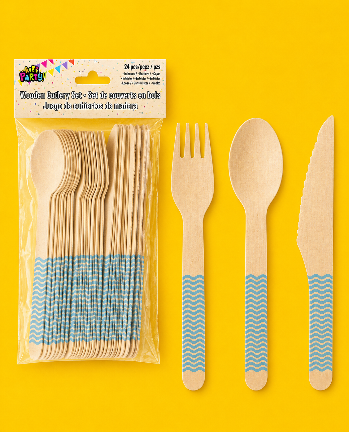 Party Supplies - Wooden Cutlery set. Red