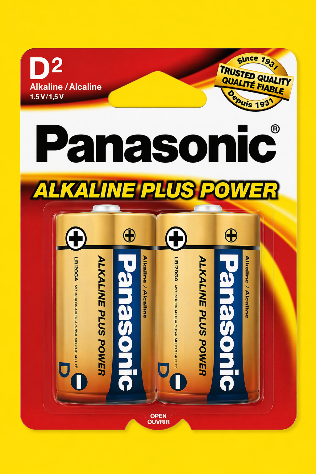 D Batteries Panasonic Alkaline 2 pk