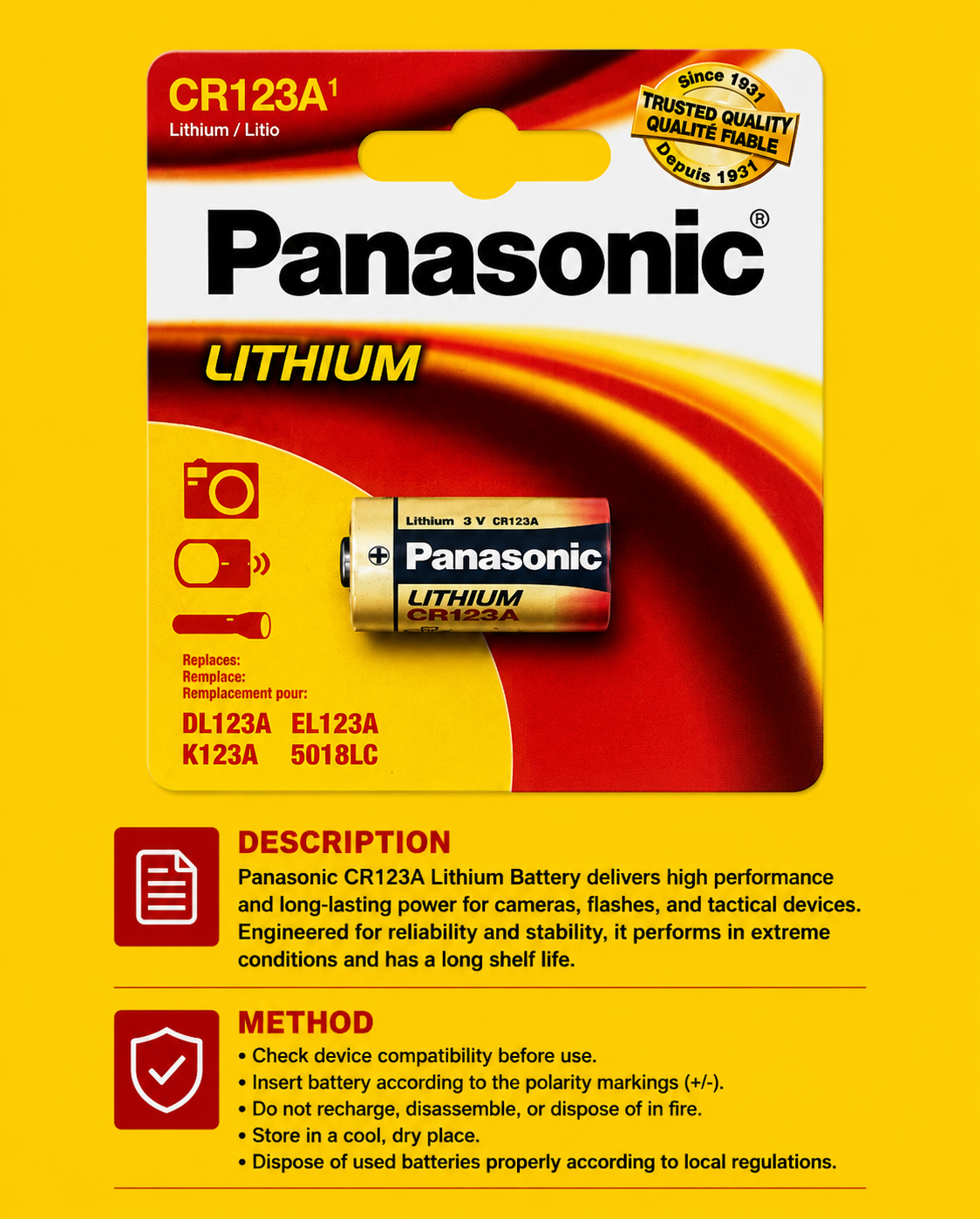 Battery Lithium Specialty 1pk CR123