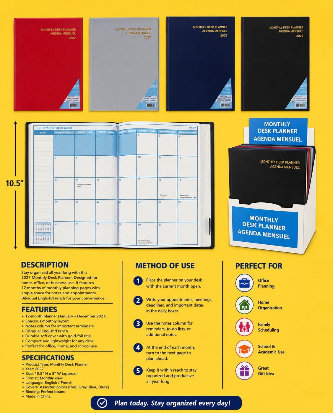 Office Supplies - Monthly Desk Planner 2027