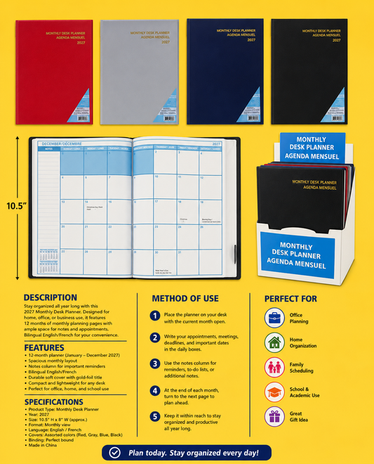 Office Supplies - Monthly Desk Planner 2027