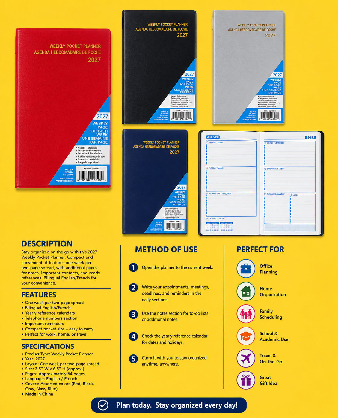 Office Supplies - Weekly Pocket Planner 2027
