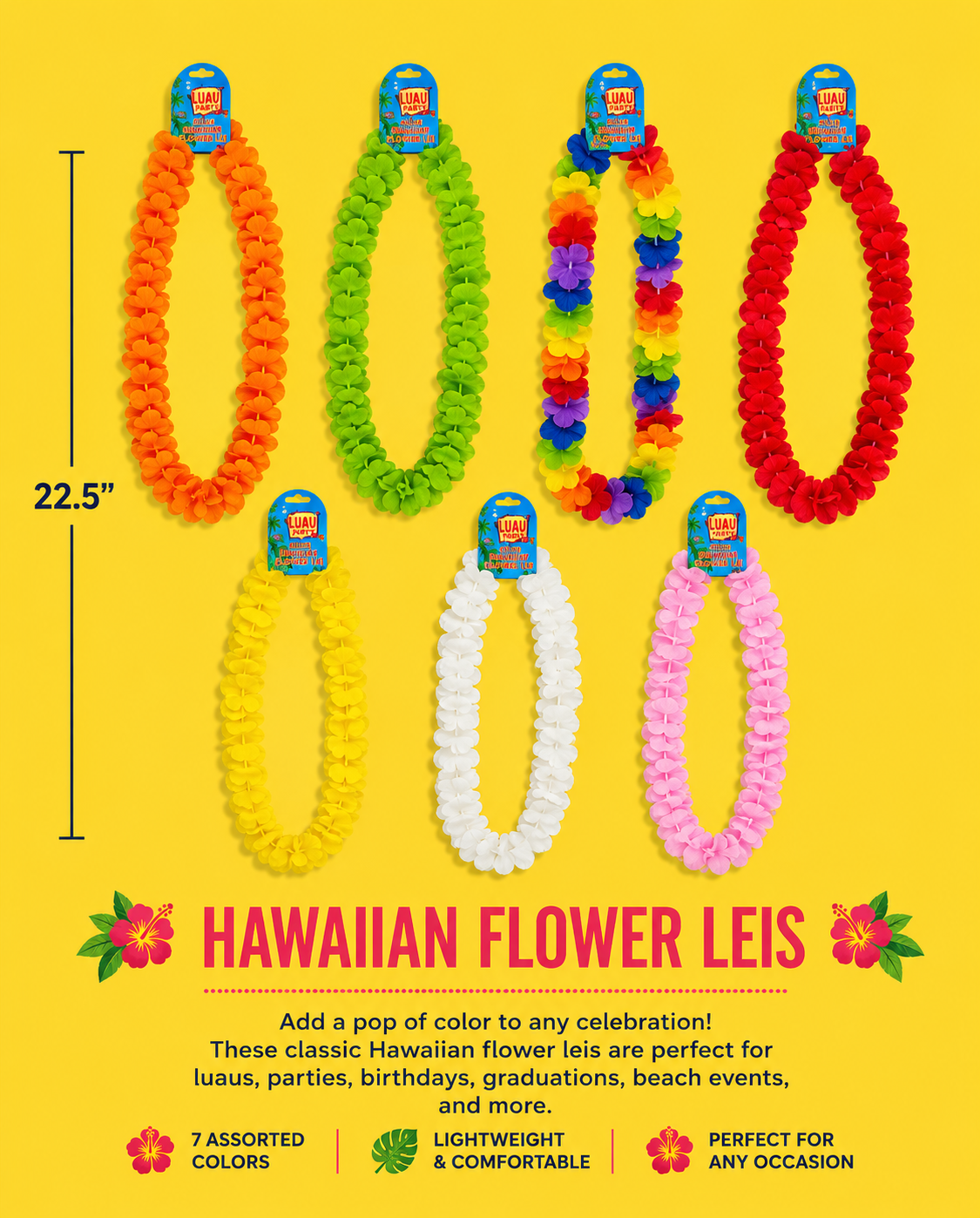 Luau Accessory - Petal Hibiscus Luau Foam Leis.&nbsp.