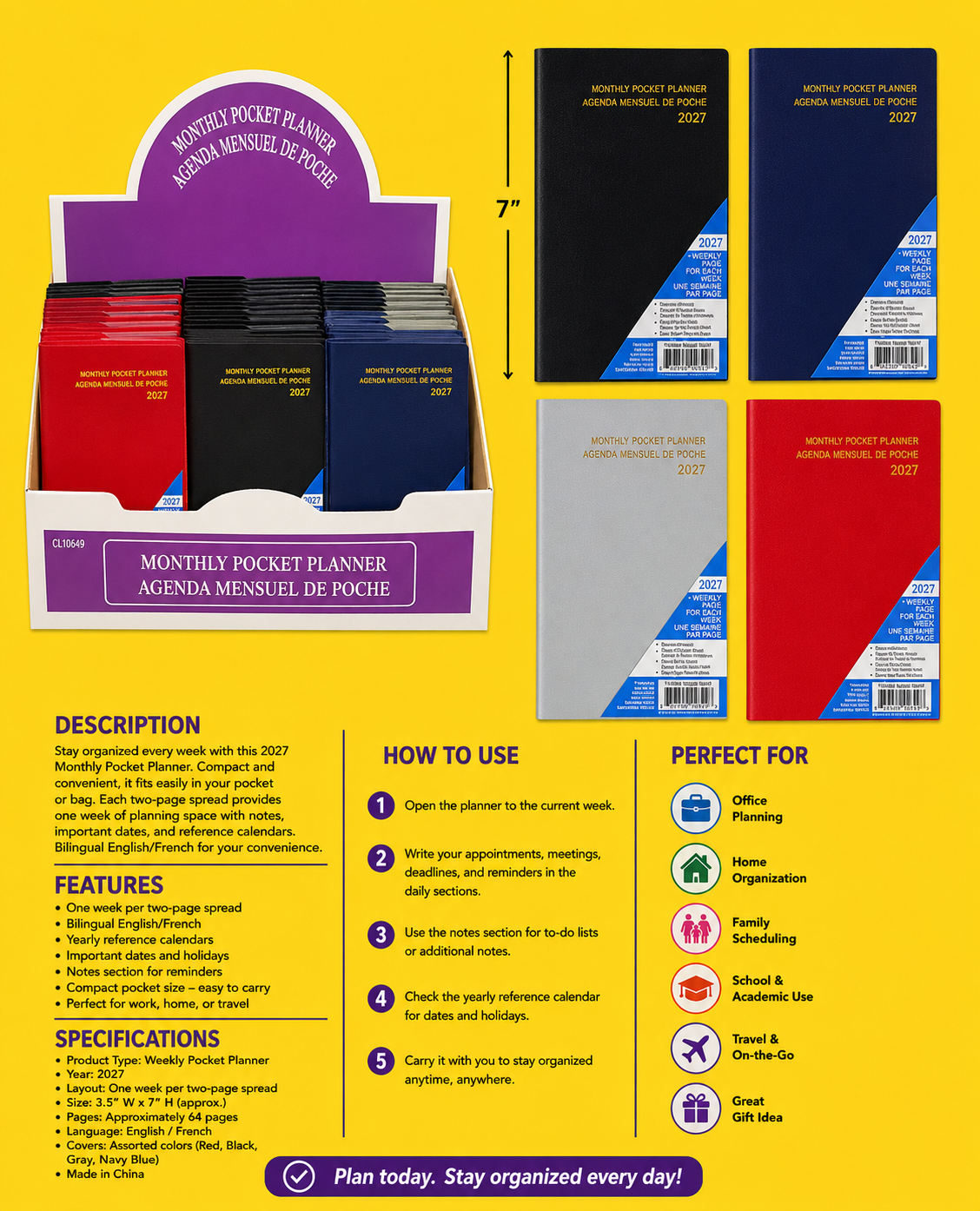 Office Supplies -Monthly Pocket Planner 2027