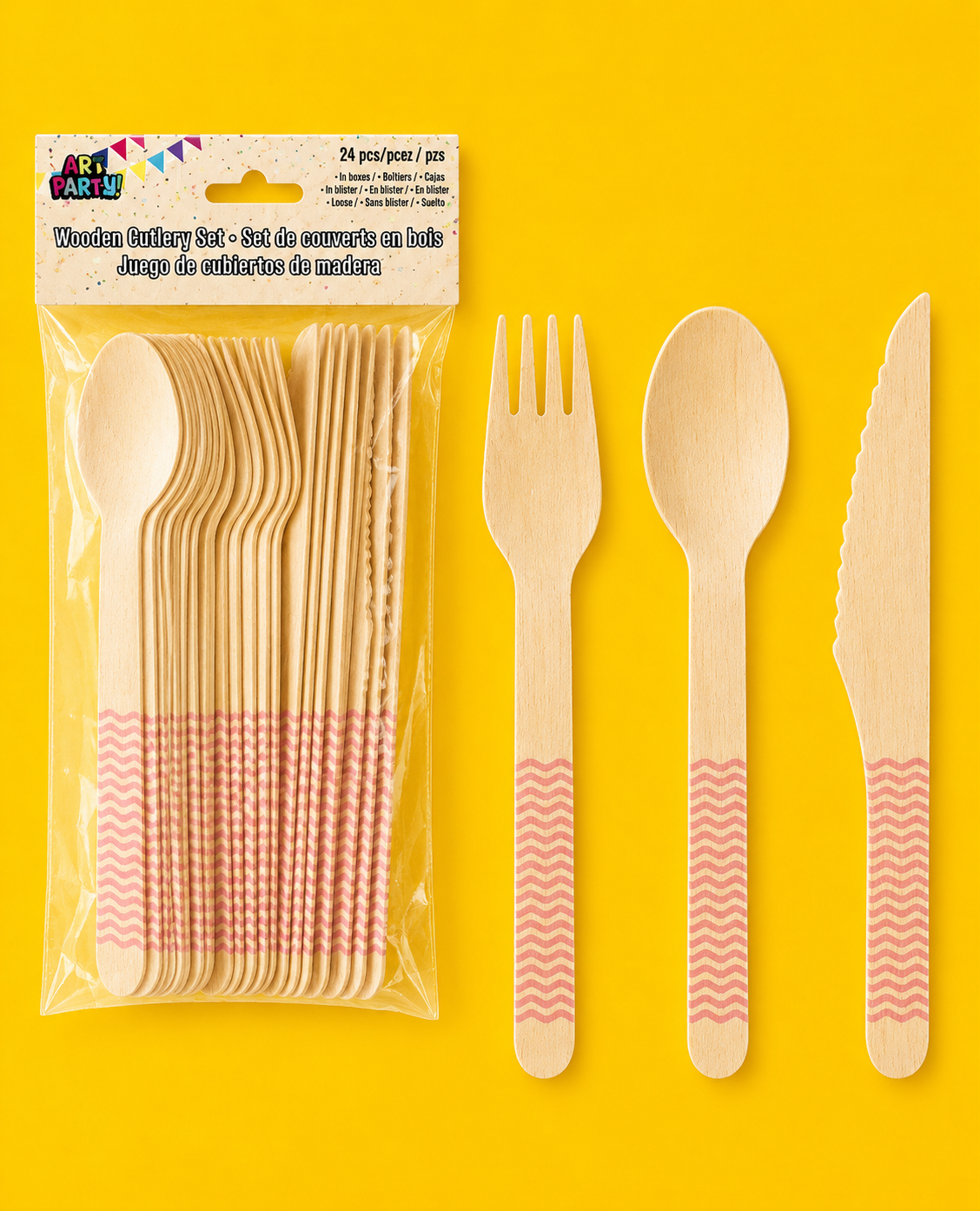 Party Supplies - Wooden Cutlery set. Red