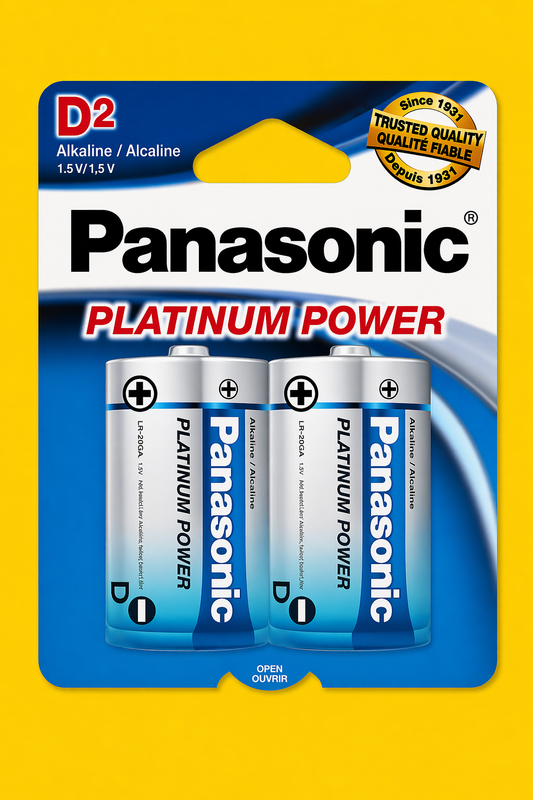 D Batteries panasonic Alkaline Platium 2 pk