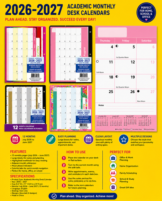 Office Supplies - Academic Monthly Desk Planner