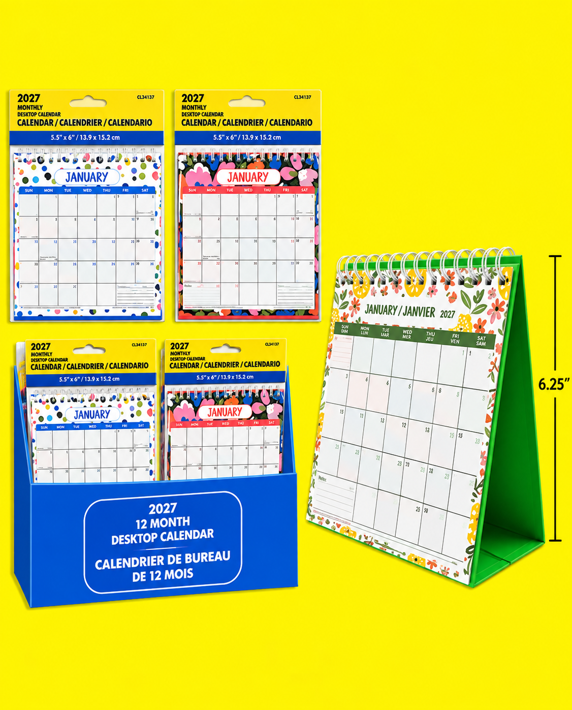 Office Supplies - Month Coil Desktop Calendar