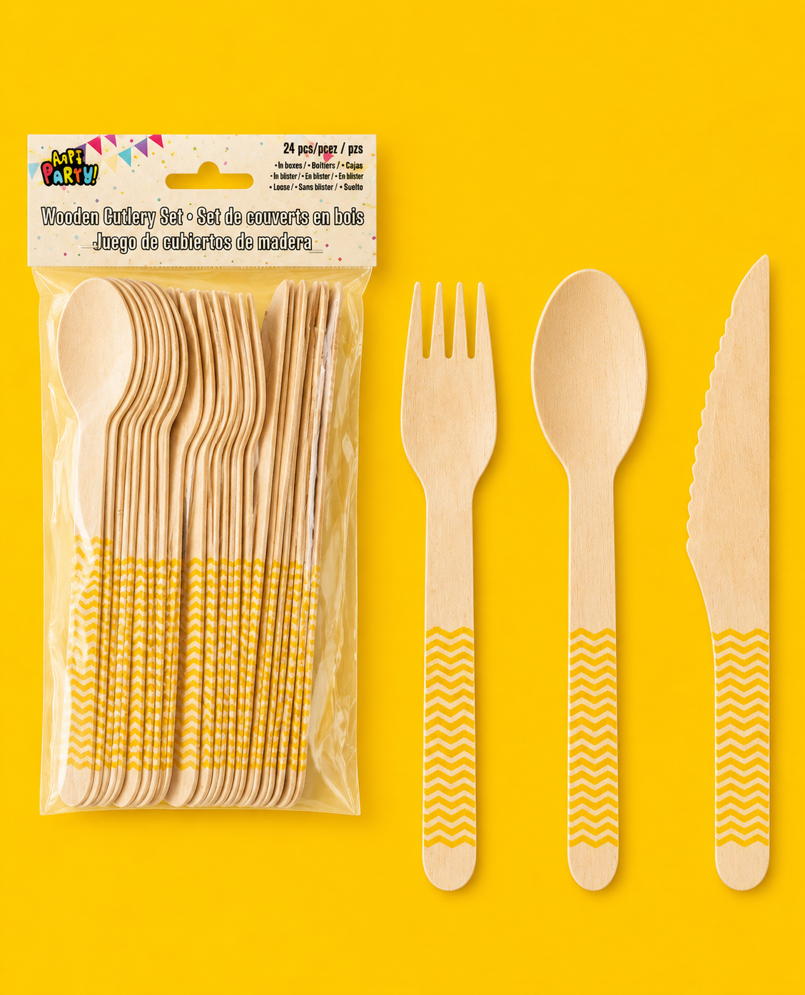 Party Supplies - Wooden Cutlery set. Red