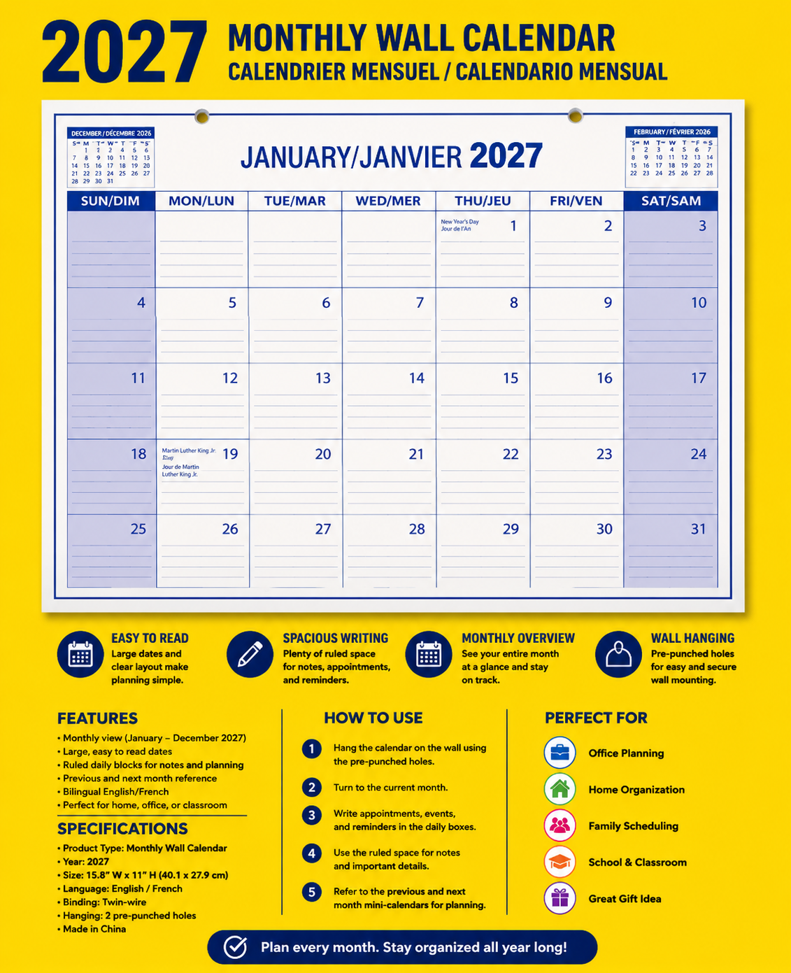 Office Supplies - Month Binder Calendar