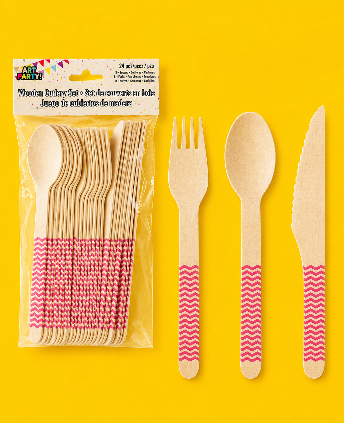 Party Supplies - Wooden Cutlery set. Red