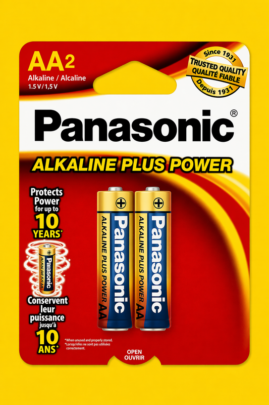 AA Batteries panasonic Alkaline 2 pk