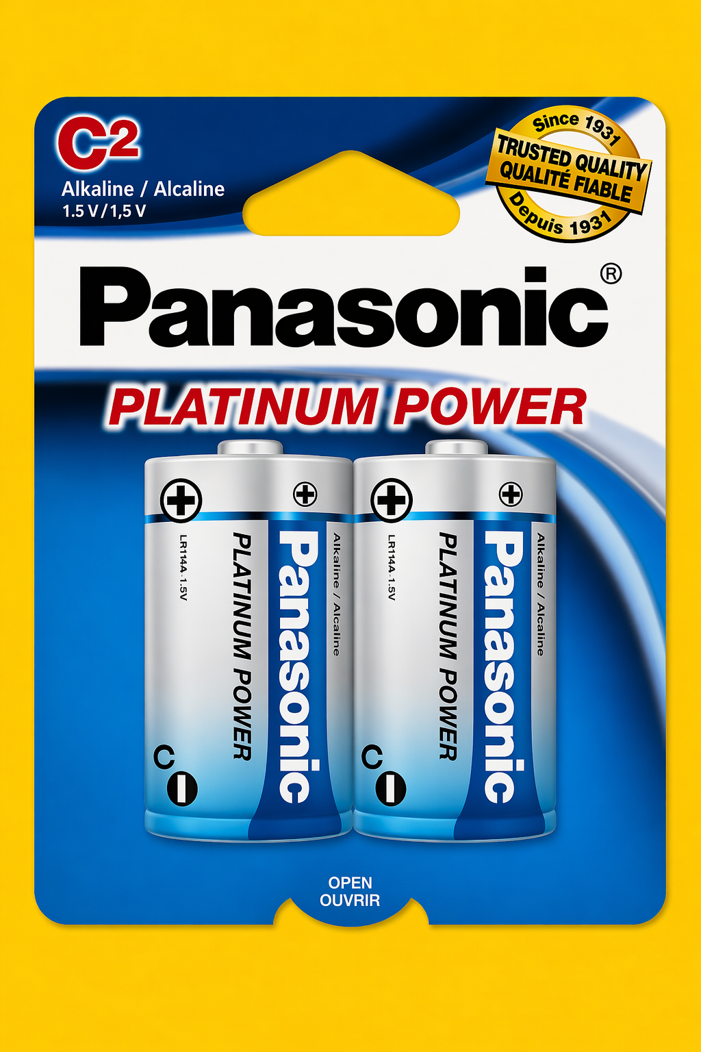 C Batteries panasonic Alkaline Platinum 2 pk