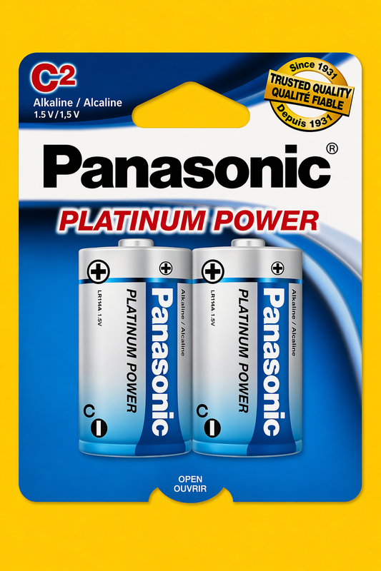 C Batteries panasonic Alkaline Platinum 2 pk